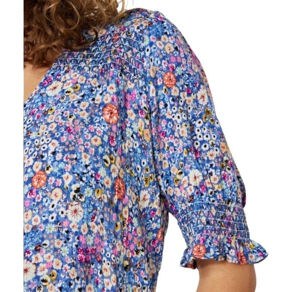 NWT ESQUALO Bohemian Blues Knot Blouse - Picture 3 of 7